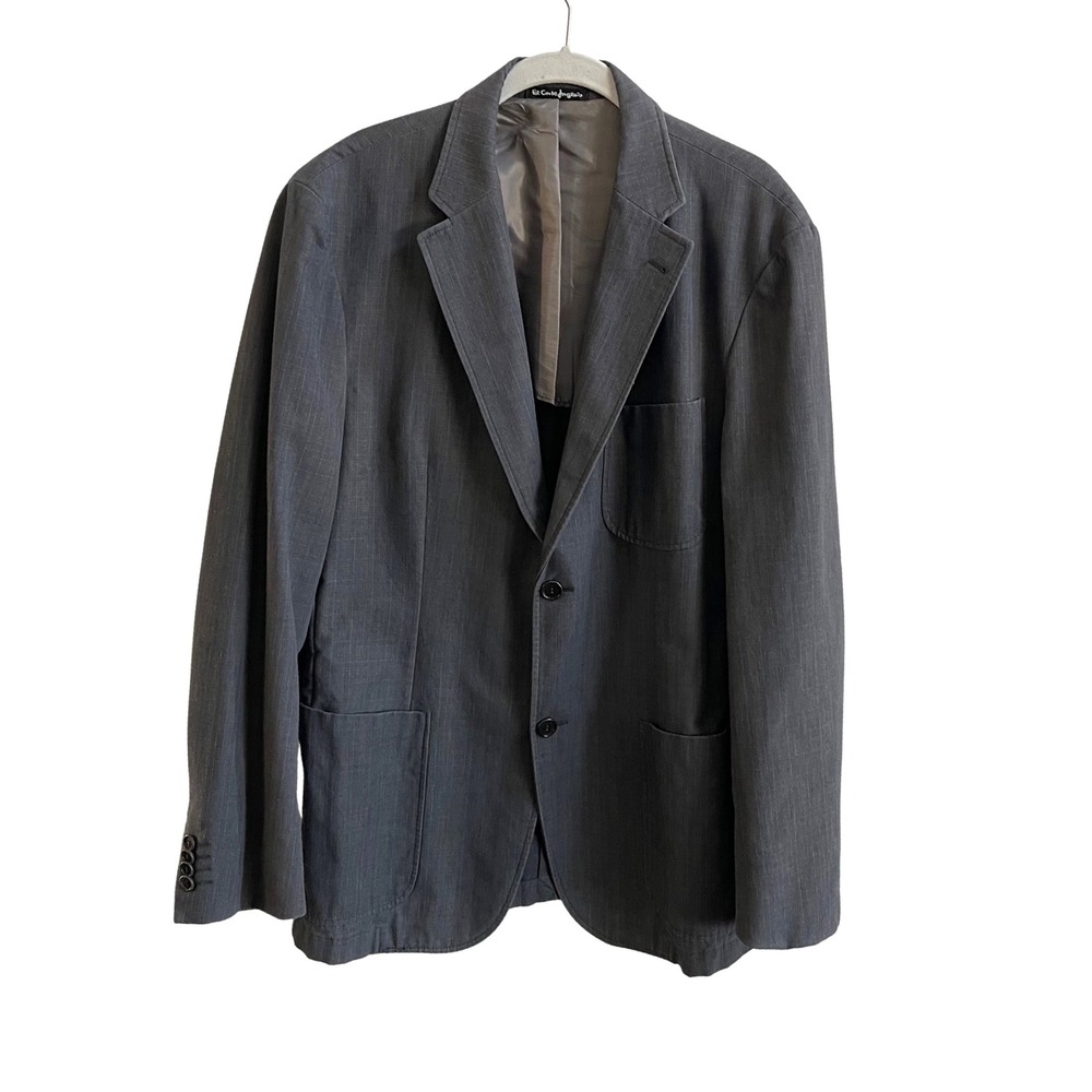 El Corte Ingles Blazer Men L Grey Dark Academia Textured Patch Pocket Sport Coat